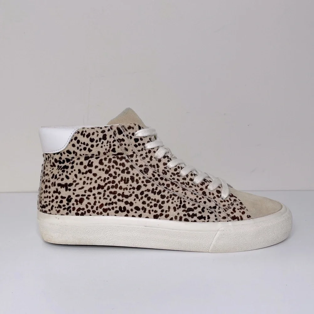Madewell Sidewalk High-Top Sneakers in Spotted Calf Hair leopard print